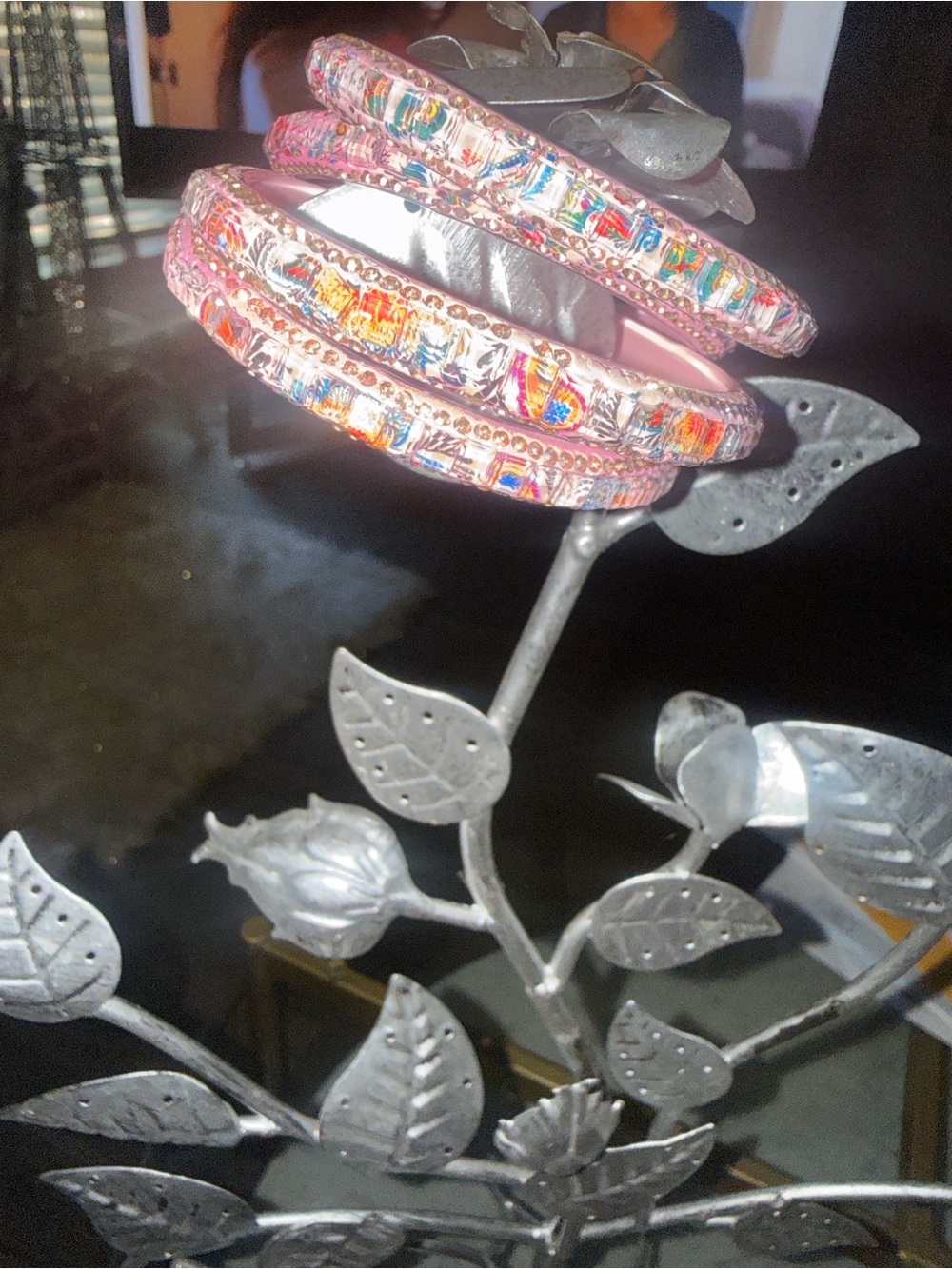 Pink Rhinestone Bangle Bracelet - Picture 12 of 13